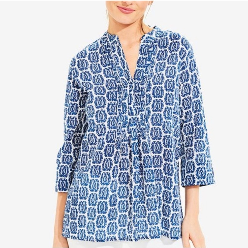 ROBERTA ROLLER RABBIT Cotton Tunic Blouse Cover Up Beach Lagenlook Size XS